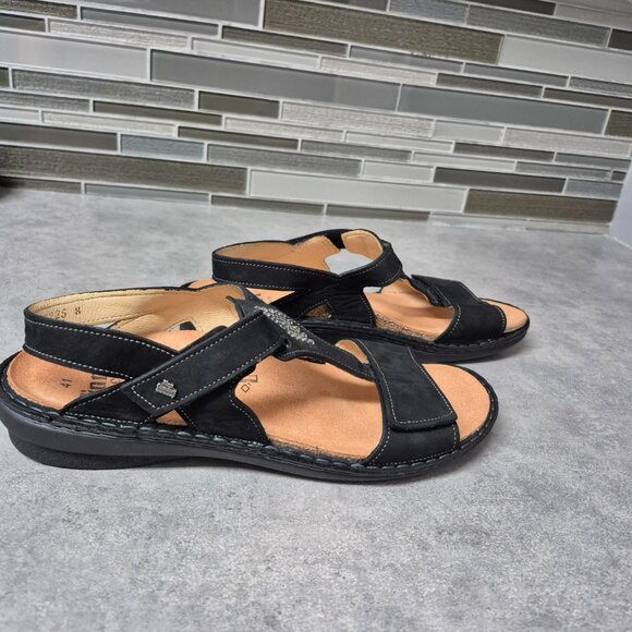 41 Finn Comfort Calvia Black Leather Sandals - Picture 4 of 10